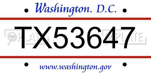 TX53647 District Of Columbia License Plate