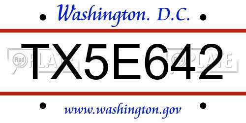 TX5E642 District Of Columbia License Plate