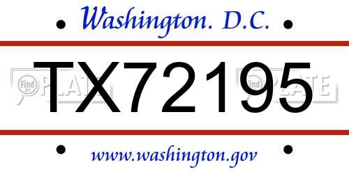 TX72195 District Of Columbia License Plate