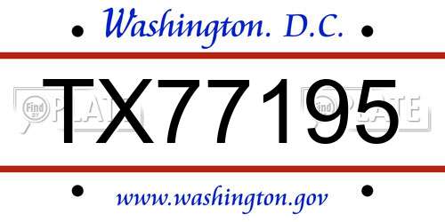 TX77195 District Of Columbia License Plate