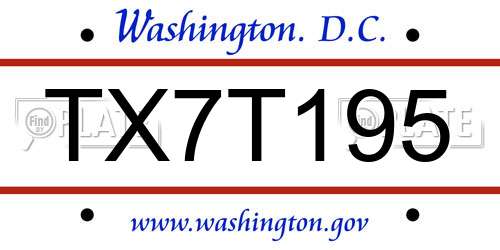 TX7T195 District Of Columbia License Plate