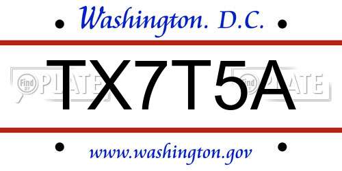 TX7T5A District Of Columbia License Plate