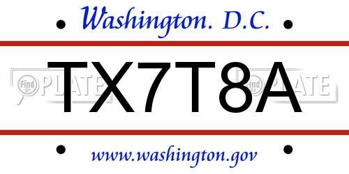 TX7T8A District Of Columbia License Plate