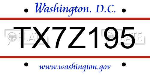 TX7Z195 District Of Columbia License Plate