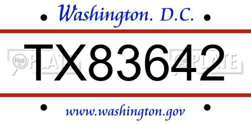 TX83642 District Of Columbia License Plate