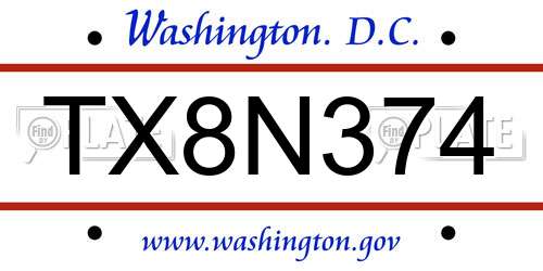 TX8N374 District Of Columbia License Plate