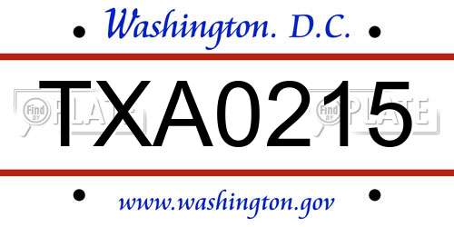 TXA0215 District Of Columbia License Plate