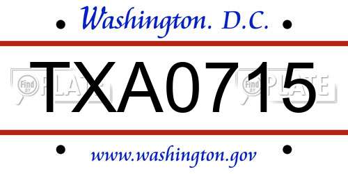 TXA0715 District Of Columbia License Plate