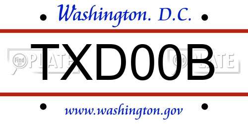 TXD00B District Of Columbia License Plate