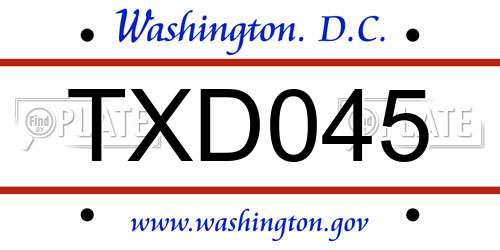TXD045 District Of Columbia License Plate