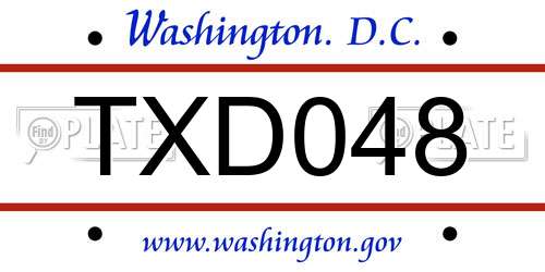 TXD048 District Of Columbia License Plate