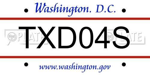TXD04S District Of Columbia License Plate