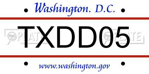 TXDD05 District Of Columbia License Plate