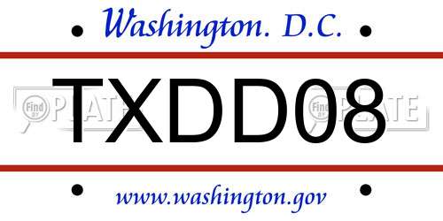 TXDD08 District Of Columbia License Plate