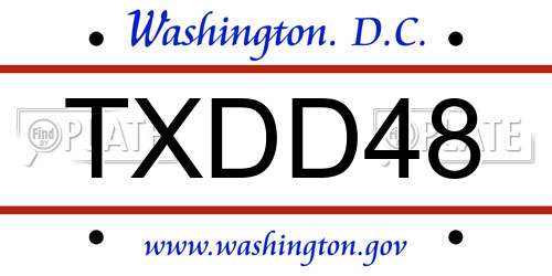 TXDD48 District Of Columbia License Plate