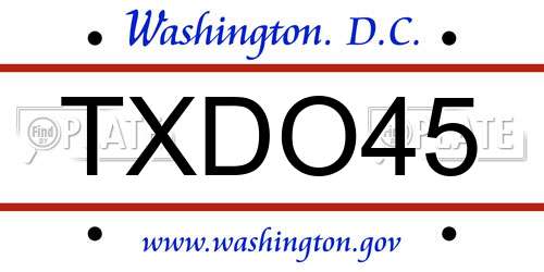 TXDO45 District Of Columbia License Plate