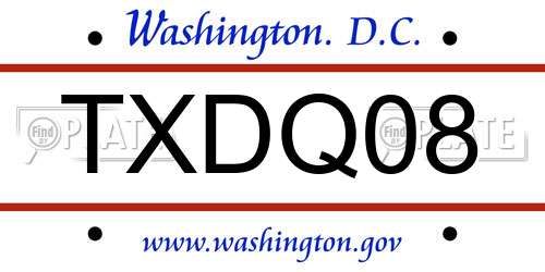 TXDQ08 District Of Columbia License Plate