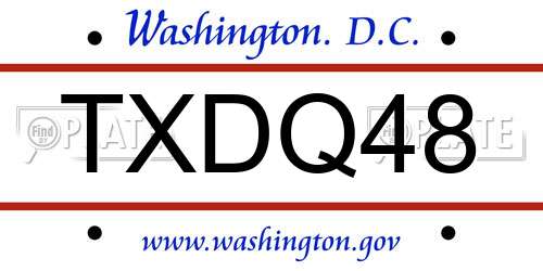 TXDQ48 District Of Columbia License Plate