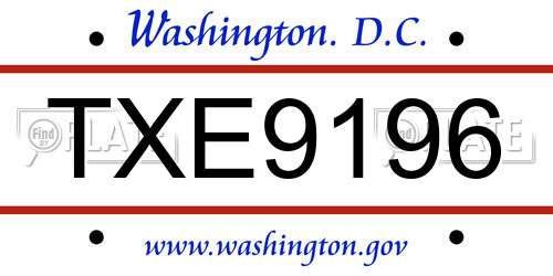 TXE9196 District Of Columbia License Plate