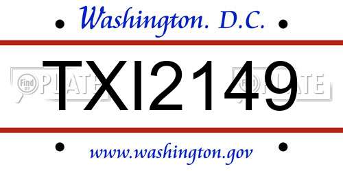 TXI2149 District Of Columbia License Plate