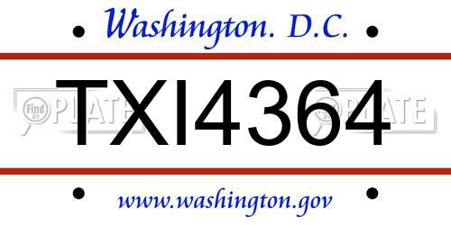 TXI4364 District Of Columbia License Plate