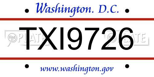 TXI9726 District Of Columbia License Plate