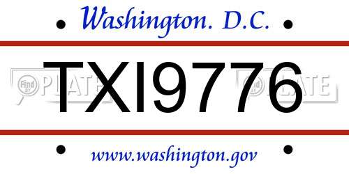 TXI9776 District Of Columbia License Plate