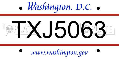 TXJ5063 District Of Columbia License Plate