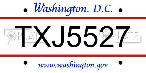 TXJ5527 District Of Columbia License Plate