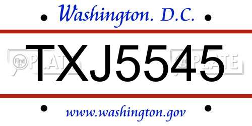 TXJ5545 District Of Columbia License Plate