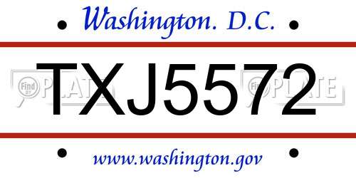 TXJ5572 District Of Columbia License Plate