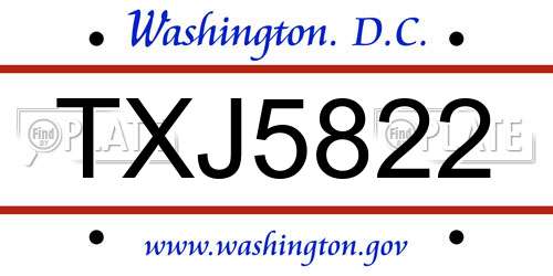 TXJ5822 District Of Columbia License Plate