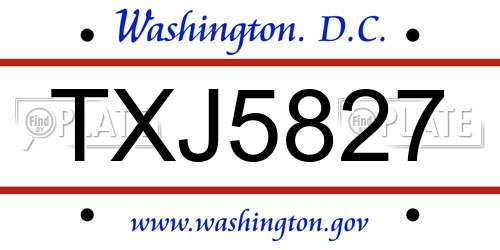 TXJ5827 District Of Columbia License Plate