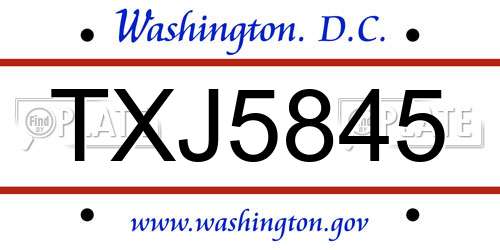 TXJ5845 District Of Columbia License Plate