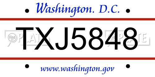 TXJ5848 District Of Columbia License Plate