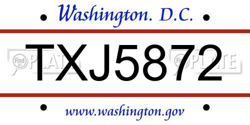 TXJ5872 District Of Columbia License Plate