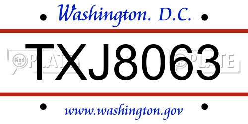 TXJ8063 District Of Columbia License Plate