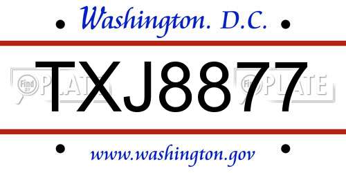 TXJ8877 District Of Columbia License Plate
