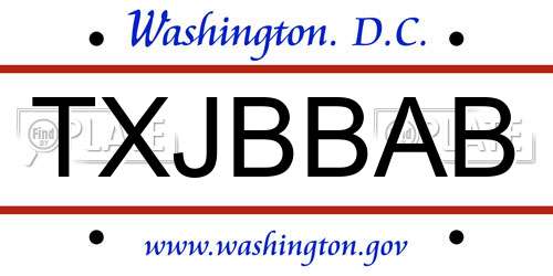 TXJBBAB District Of Columbia License Plate