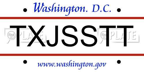 TXJSSTT District Of Columbia License Plate