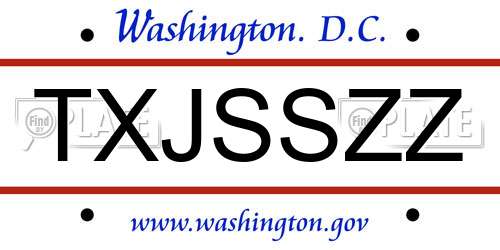 TXJSSZZ District Of Columbia License Plate
