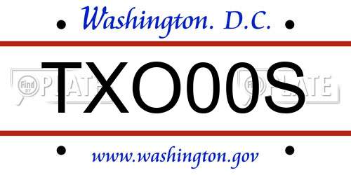 TXO00S District Of Columbia License Plate