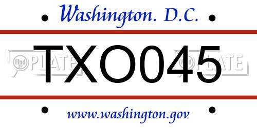 TXO045 District Of Columbia License Plate