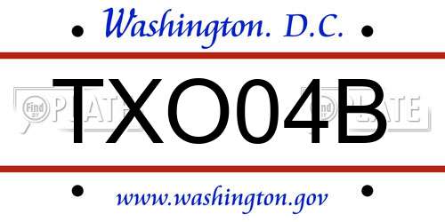 TXO04B District Of Columbia License Plate
