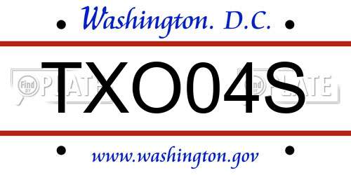 TXO04S District Of Columbia License Plate