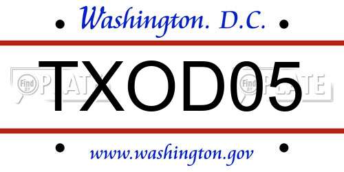 TXOD05 District Of Columbia License Plate