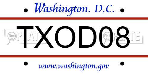 TXOD08 District Of Columbia License Plate