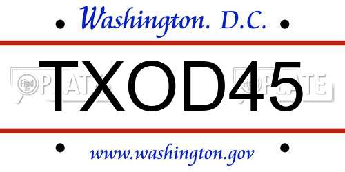 TXOD45 District Of Columbia License Plate