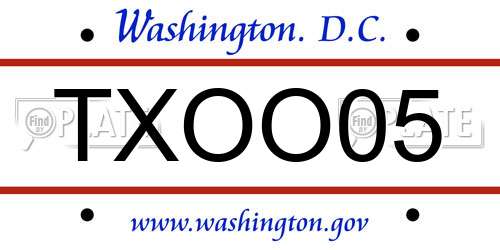 TXOO05 District Of Columbia License Plate
