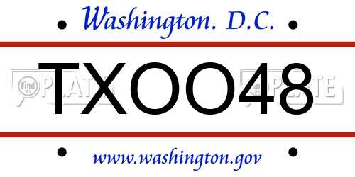 TXOO48 District Of Columbia License Plate